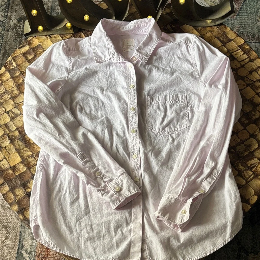 GAP Soft Pink Shrunken Boyfriend Shirt - Picture 1 of 3